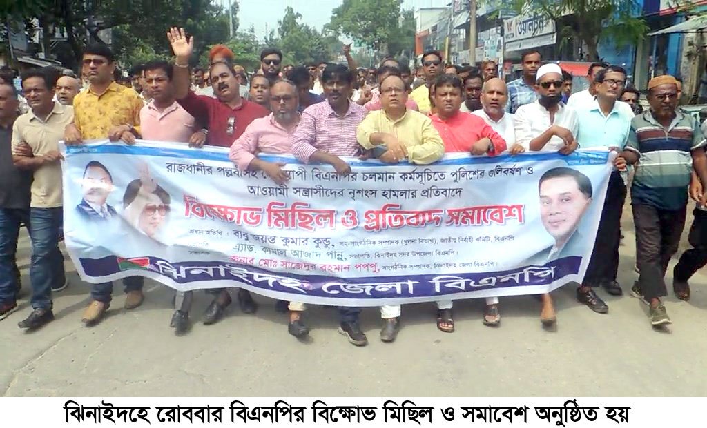 ঝিনাইদহে বিএনপির বিক্ষোভ মিছিল ও সমাবেশ