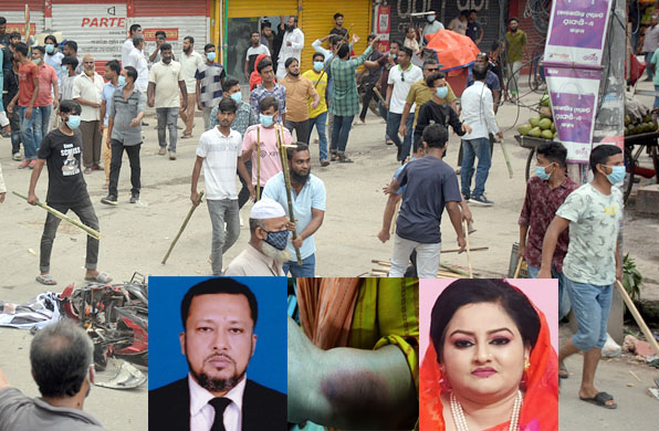 না.গঞ্জে বিএনপির সংঘর্ষ : টিপুকে বাঁচাতে গিয়ে কাউন্সিলর দিনা আহত