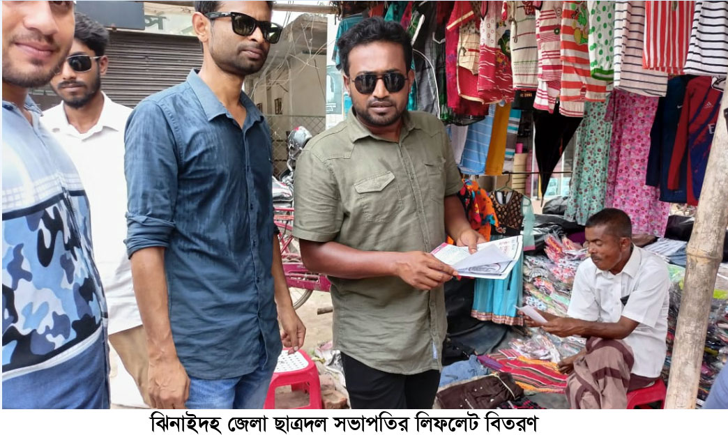 পদযাত্রা সফল করতে ঝিনাইদহ জেলা বিএনপির লিফলেট বিতরণ
