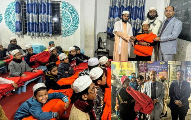 ফতুল্লার তল্লায় এতিমখানা ও পথচারীদের মাঝে ইউএনও’র কম্বল বিতরণ