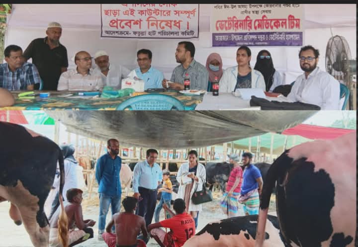 ফতুল্লার ডিআইটি মাঠে কোরবানির পশুর হাট পরিদর্শনে জেলা প্রাণিসম্পদ কর্মকর্তা মান্নান মিয়া