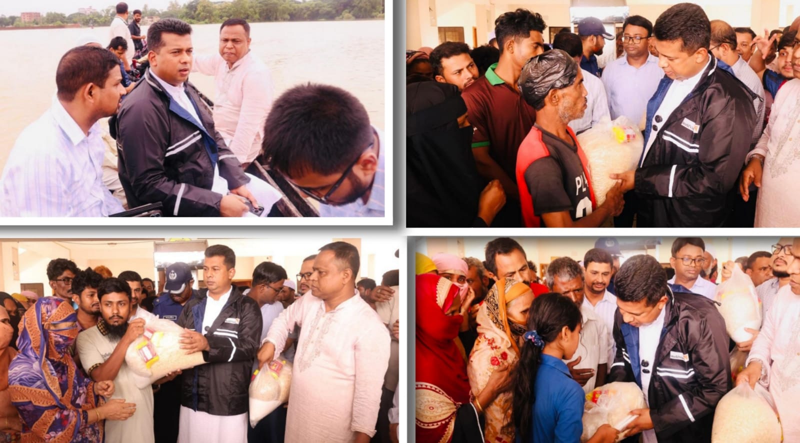 পানিবন্দী অসহায় মানুষের দুর্দশা লাঘবে খাবার, বিশুদ্ধ পানি ও চিকিৎসাসামগ্রী নিয়ে দুয়ারে দুয়ারে ডিসি জাহিদ
